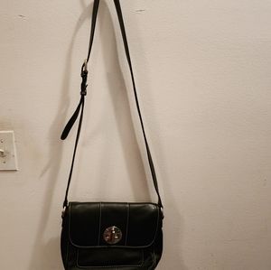 Italian Leather Black Shoulder Bag, PRE-OWNED